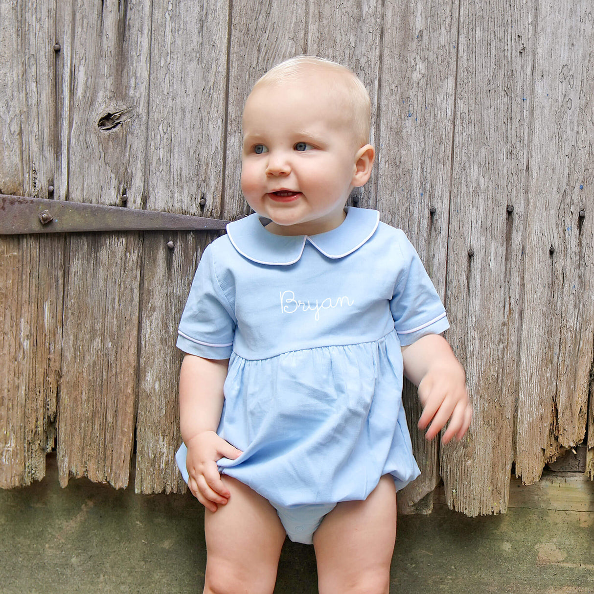 Light Blue Corduroy Collared Bubble