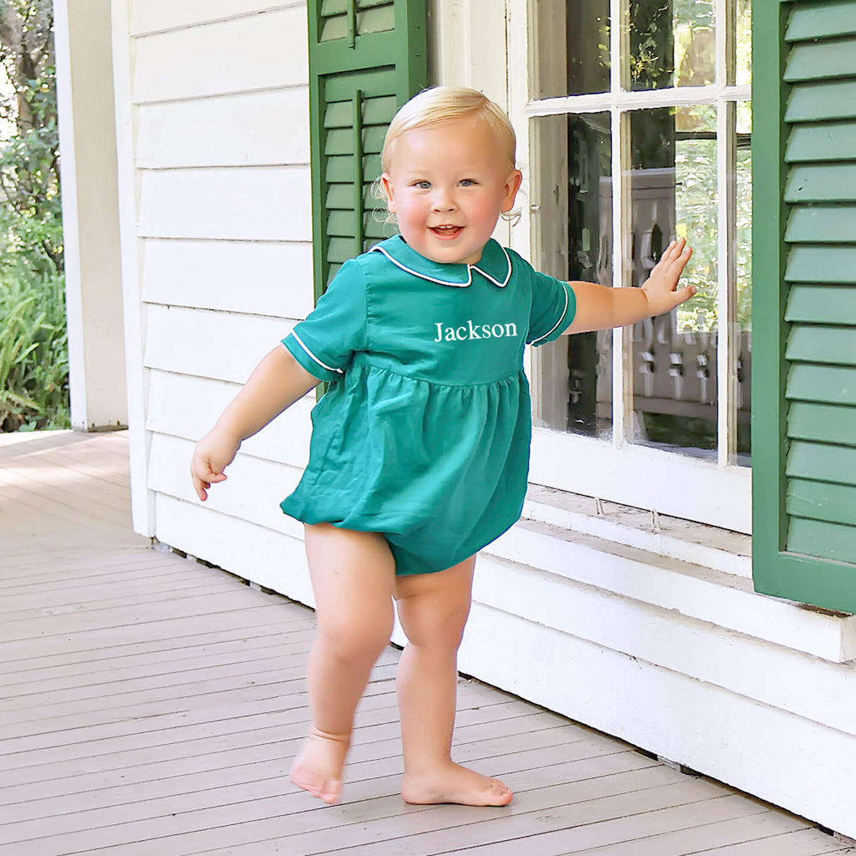 Green Corduroy Collared Bubble