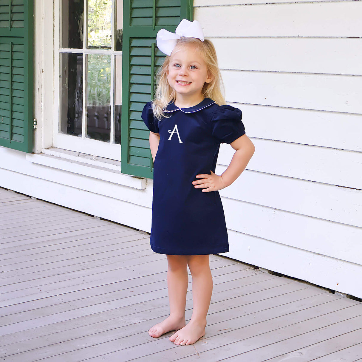 Navy Corduroy Collared Sally Dress