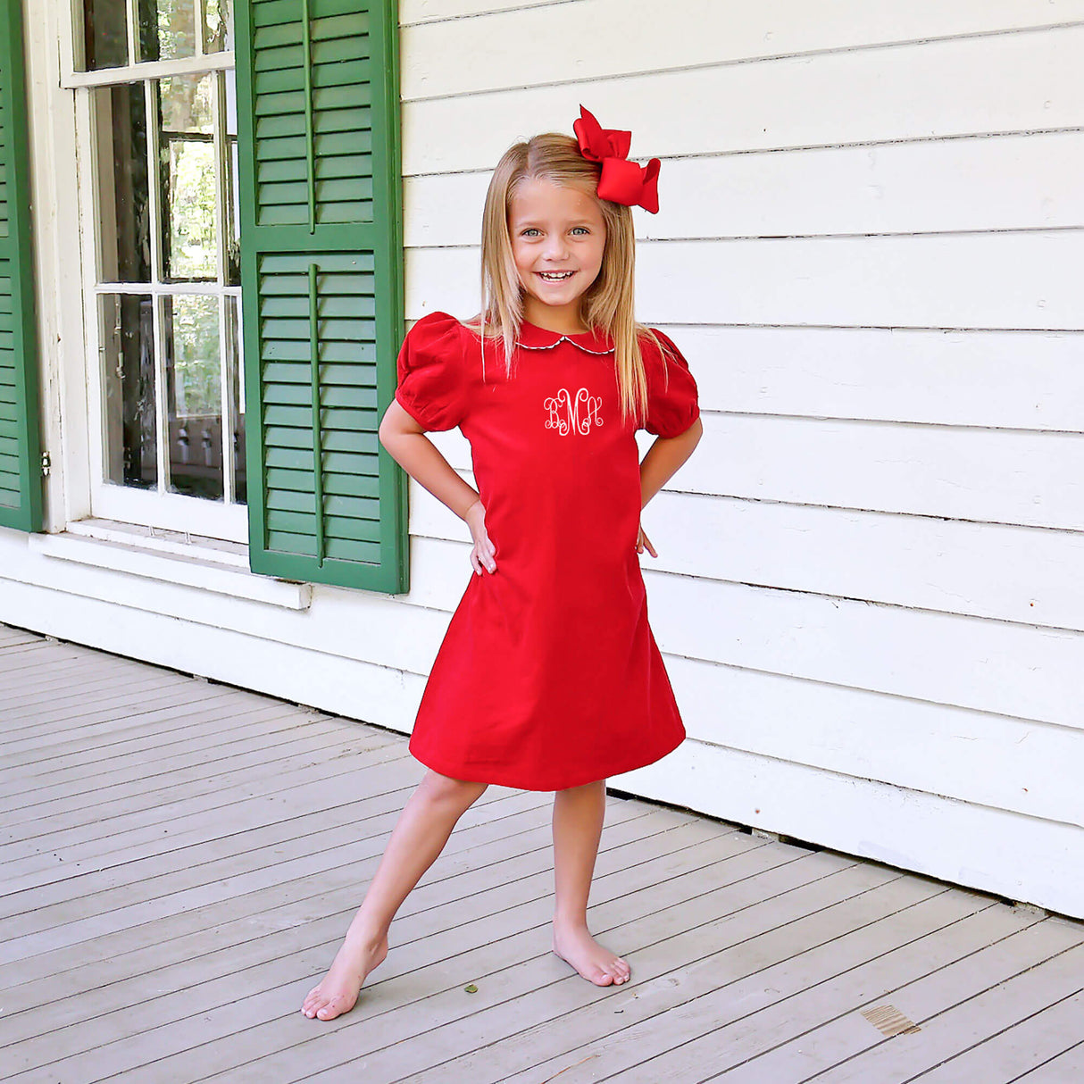 Red Corduroy Collared Sally Dress