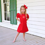 Red Corduroy Collared Sally Dress