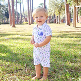 Western Cowboy Blue Polo Romper