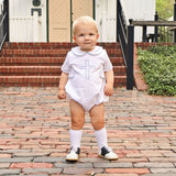 Cross Embroidered White Collared Bubble