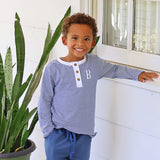 Stripe Long Sleeve Henley Shirt