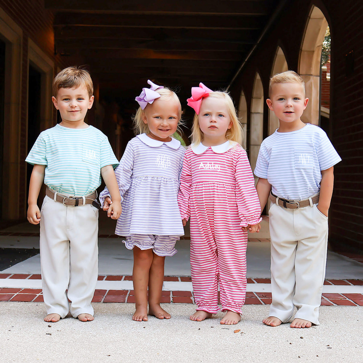 Hot Pink Stripe Ruffle Romper