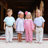 Hot Pink Stripe Ruffle Romper