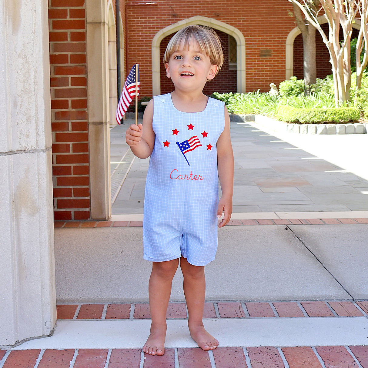 Bright Stars Light Blue Windowpane Jon Jon