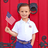 Flag Embroidered White Polo