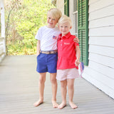 Flag Embroidered White Short Sleeve Pocket Shirt