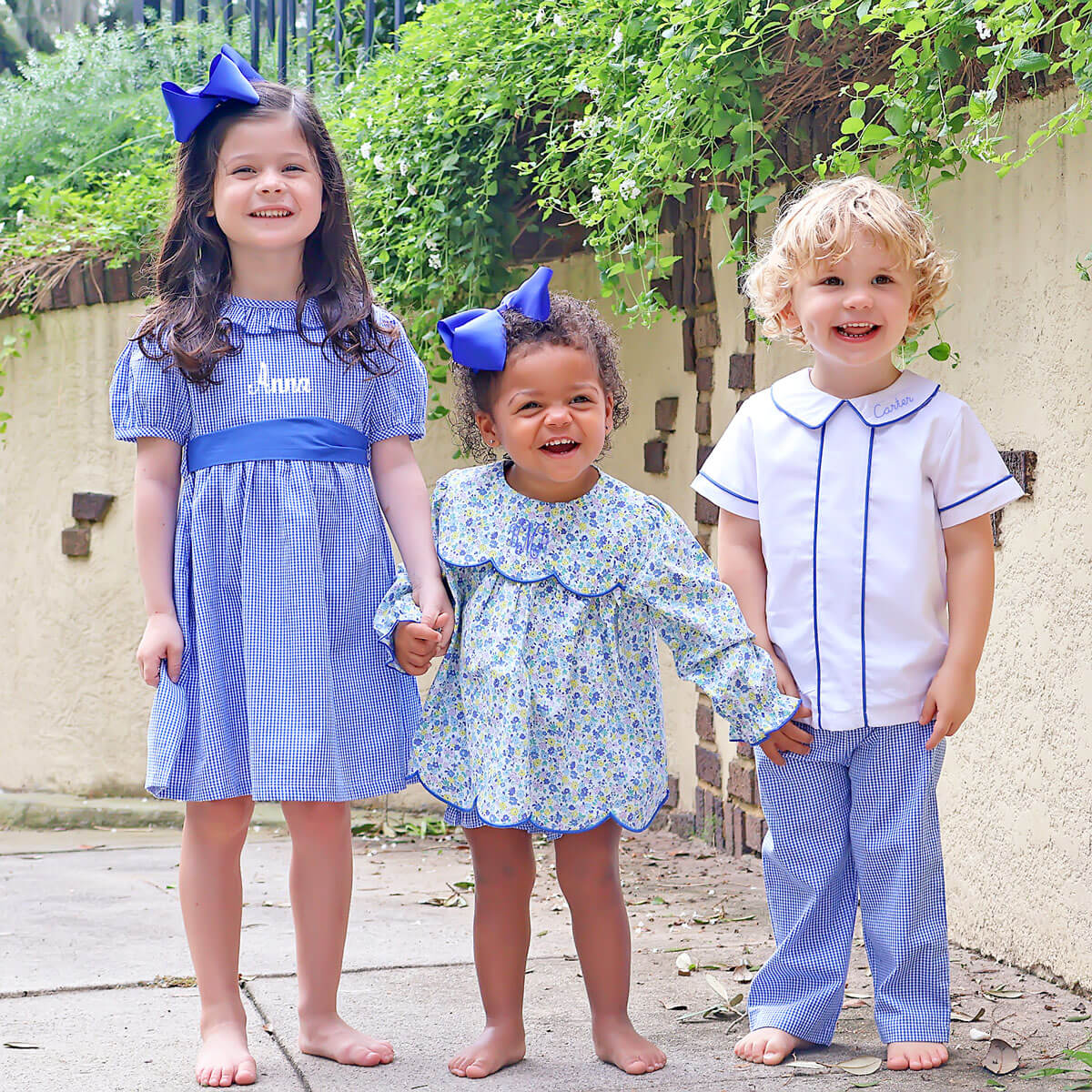 Royal Blue Gingham Sash Dress