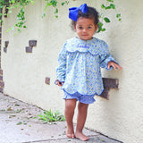 Blue Floral Amelia Bloomer Set