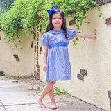 Royal Blue Gingham Sash Dress