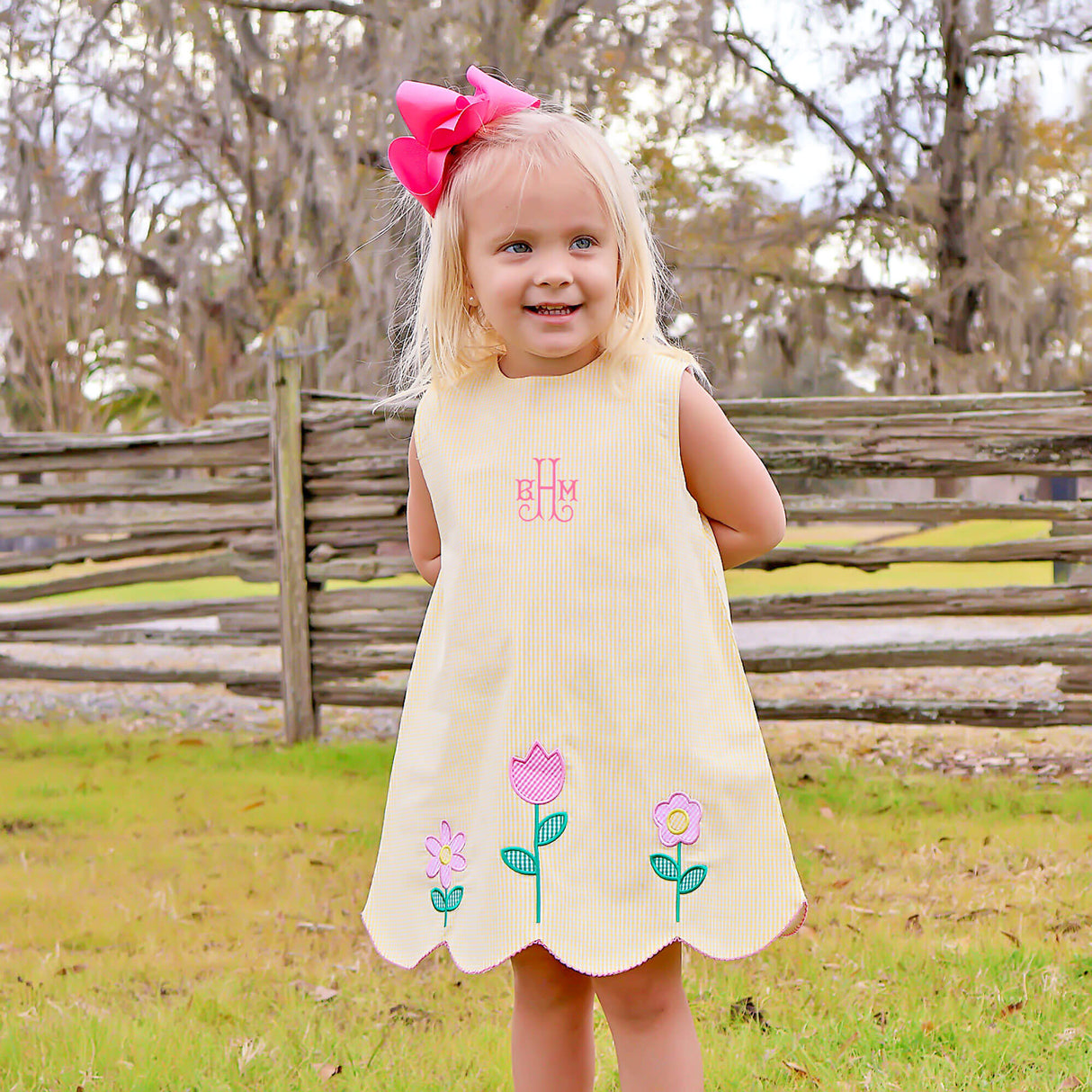 Blooming Flowers Yellow Gingham Cleo Dress