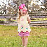 Blooming Flowers Yellow Gingham Cleo Short Set