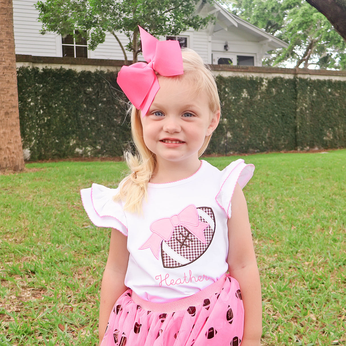 Football & Bow White Top