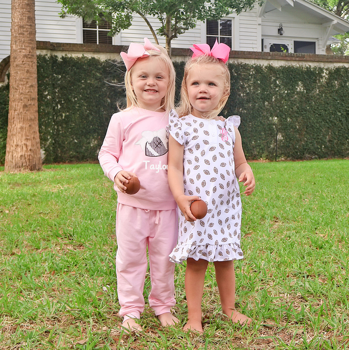 Football Bow Pink Jogger Set