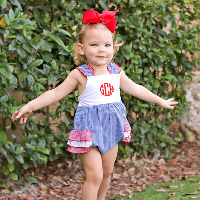 American Red & Blue Gingham Callie Ruffle Bubble
