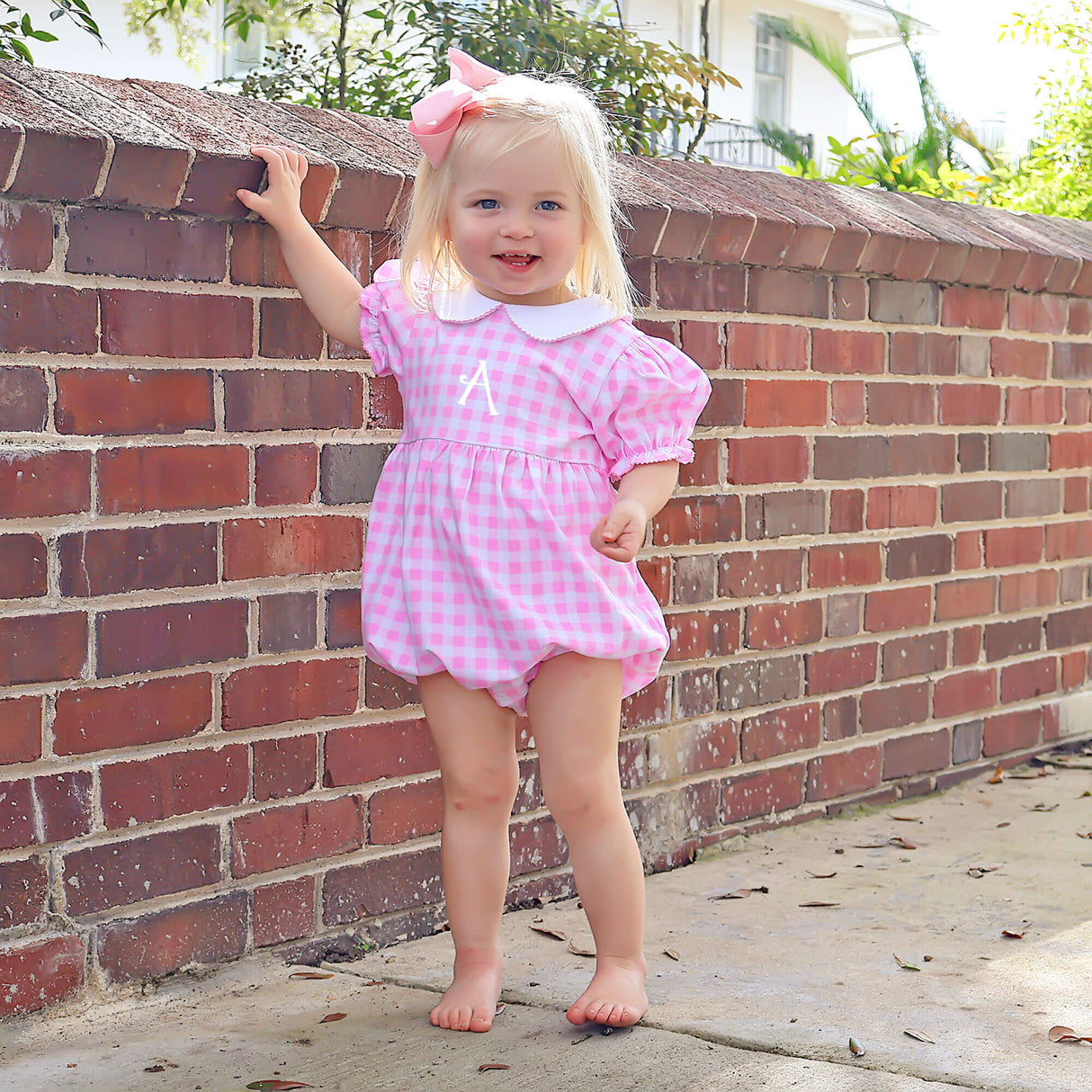 Riley Gingham Knit Bubble Pink