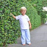 Light Blue Gingham Collared Pant Set