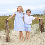 Pastel Blue Gingham Polo Short Set