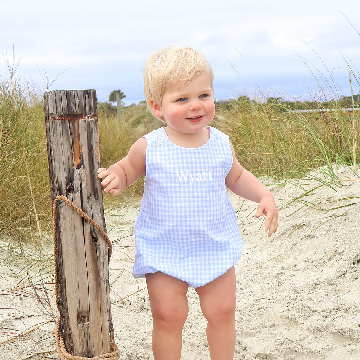 Pastel Blue Gingham Sun Bubble