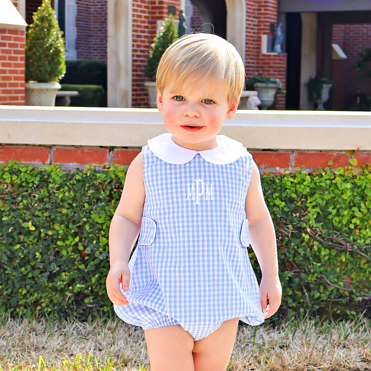 Light Blue Gingham Collared Sun Bubble