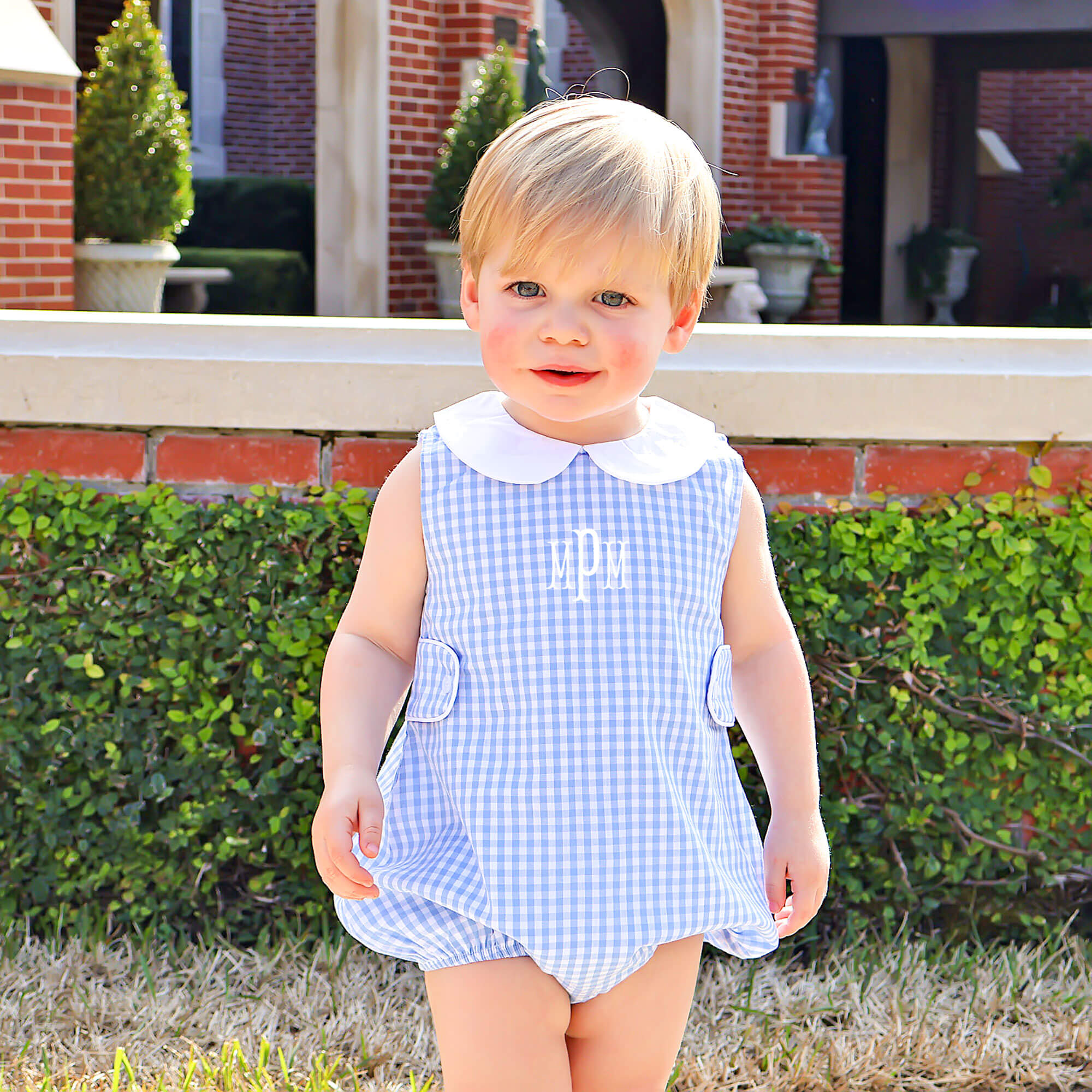 Light Blue Gingham Collared Sun Bubble by Classic Whimsy - Bubbles