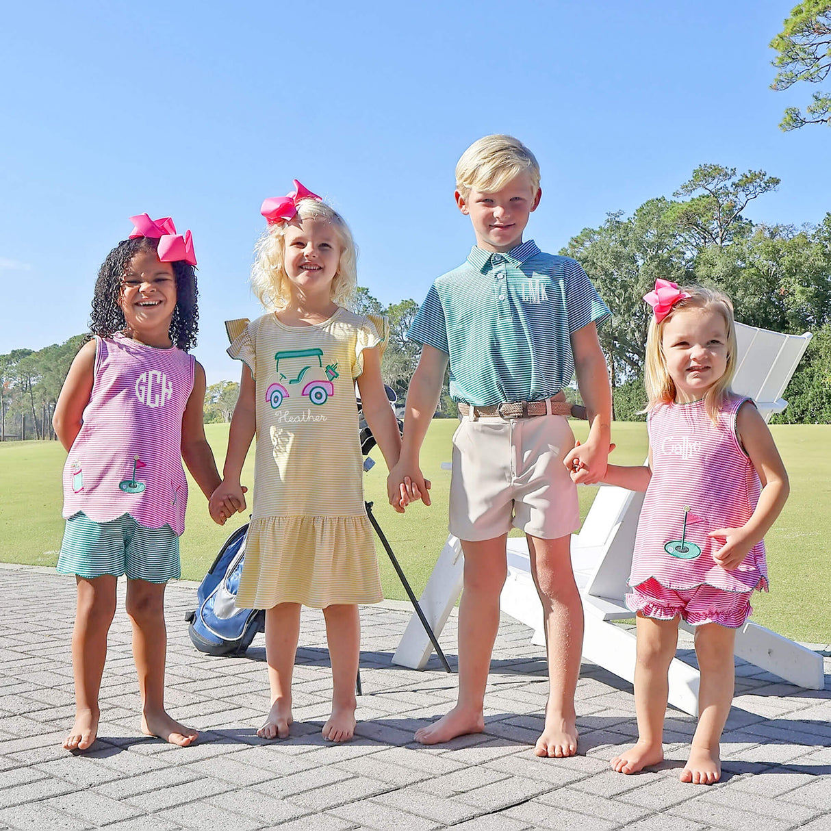 Golf Cart Yellow Stripe Lainey Dress