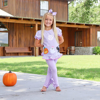 SPOOKY PURPLE STRIPE LEGGING SET