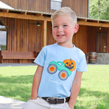 Jack O' Lantern Truck Light Blue Short Sleeve Shirt