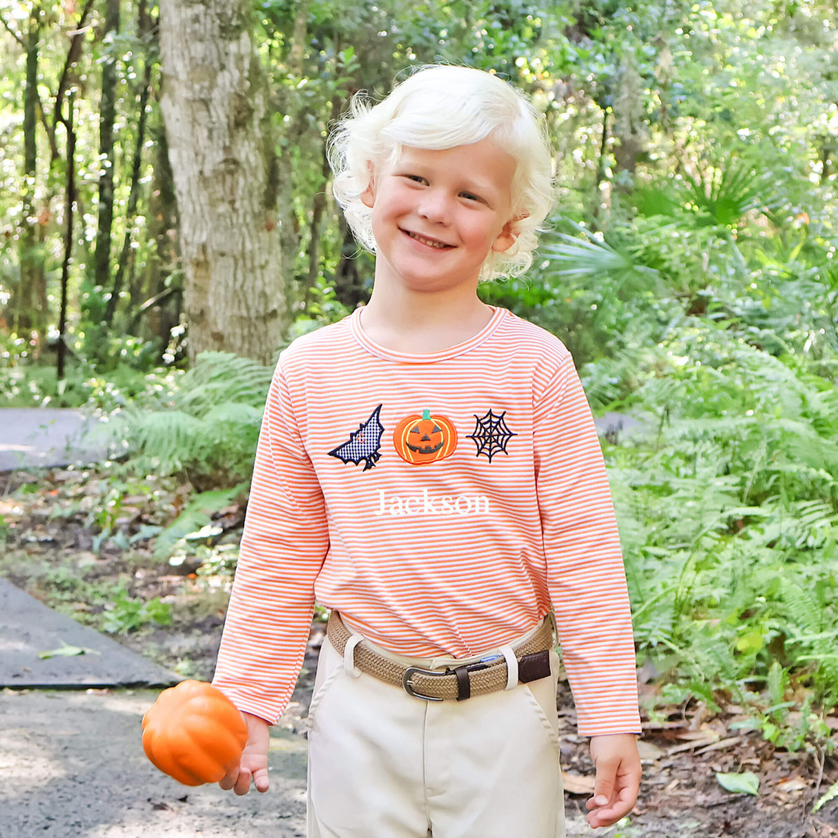 Spooky Orange Stripe Long Sleeve Shirt
