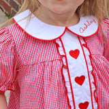 Heart Embroidered Red Gingham Camila Dress