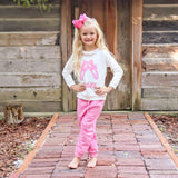 Ballet Applique Pink Ruffle Jogger Set