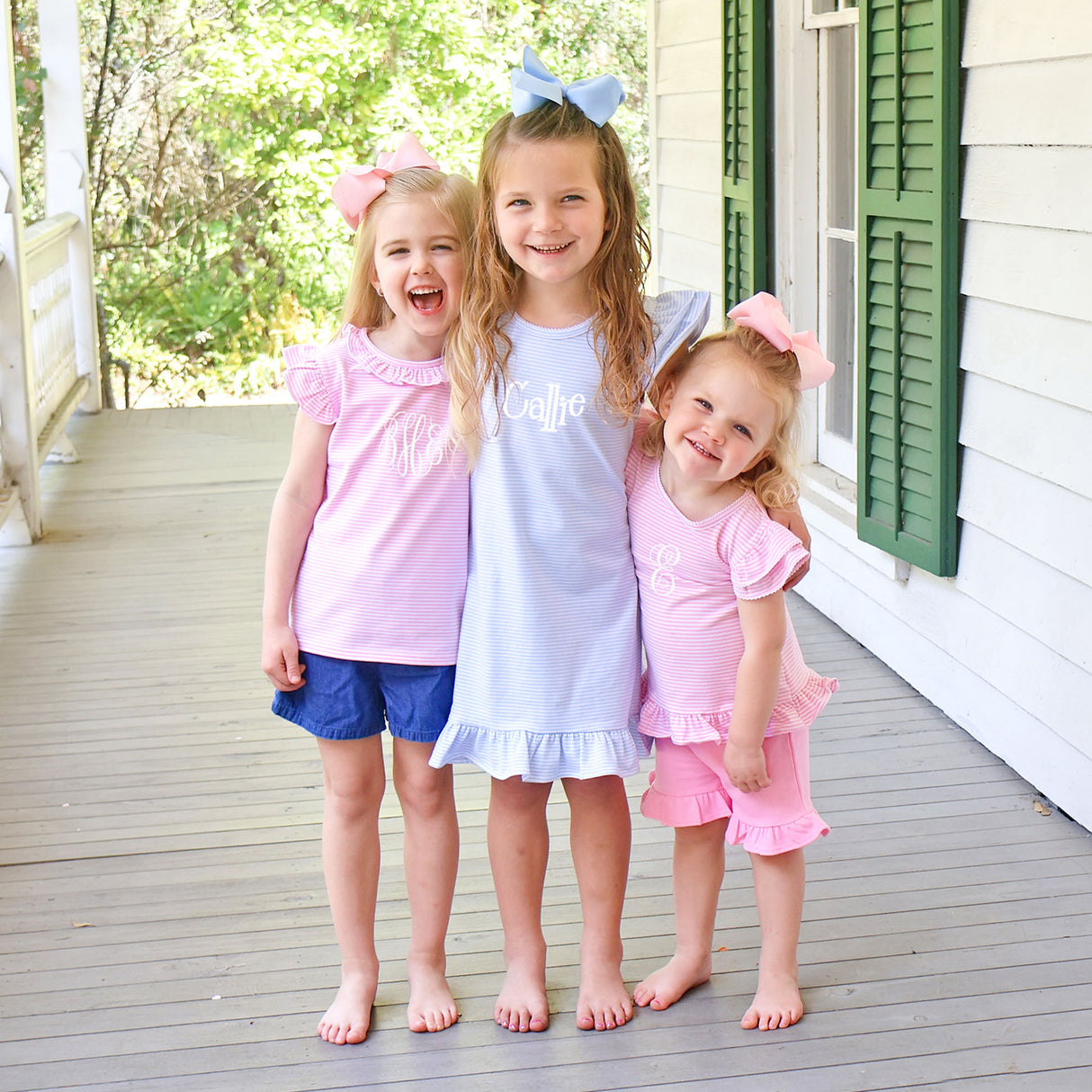 Milly Stripe Ruffle Short Set Pink