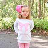 Bow Applique Blue Stripe Sweatshirt