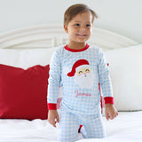 Happy Santa Blue Gingham Pajamas