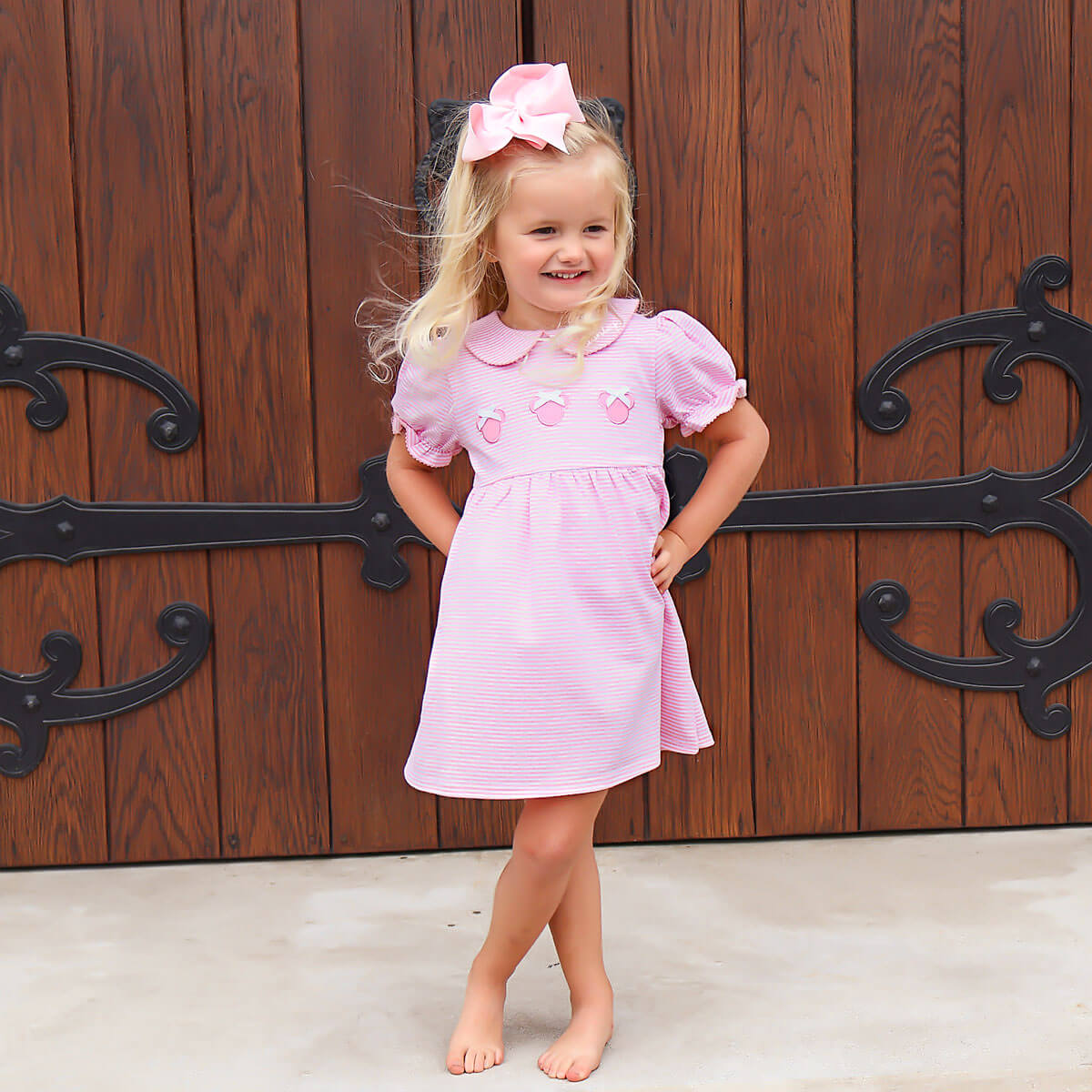 Mouse Ears Pink Stripe Riley Dress