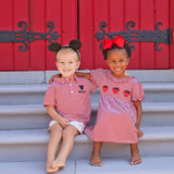 Mouse Ears Red Stripe Ruffle Collared Dress