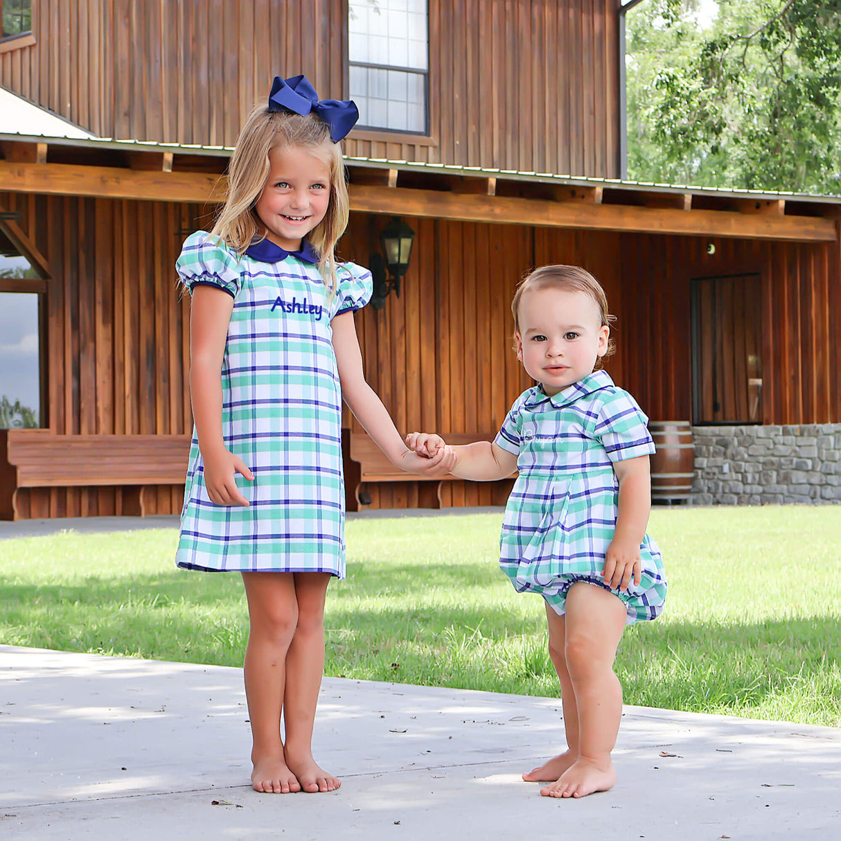Denver Green Plaid Collared Bubble