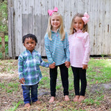 Turquoise & Pink Stripe French Terry Half Zip Pullover