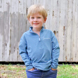 Blue Stripe French Terry Half Zip Pullover