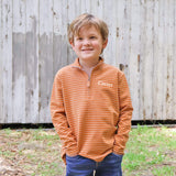 Burnt Orange Stripe French Terry Half Zip Pullover