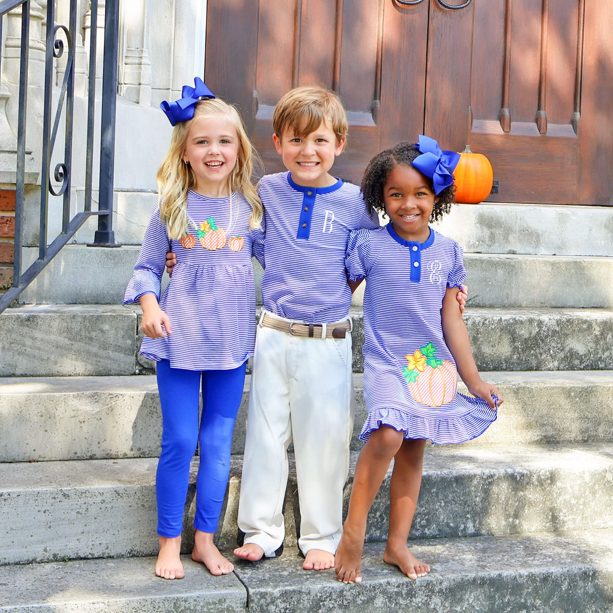 Pumpkin Royal Blue Stripe Jade Dress
