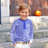 Royal Blue Stripe Long Sleeve Henley Shirt
