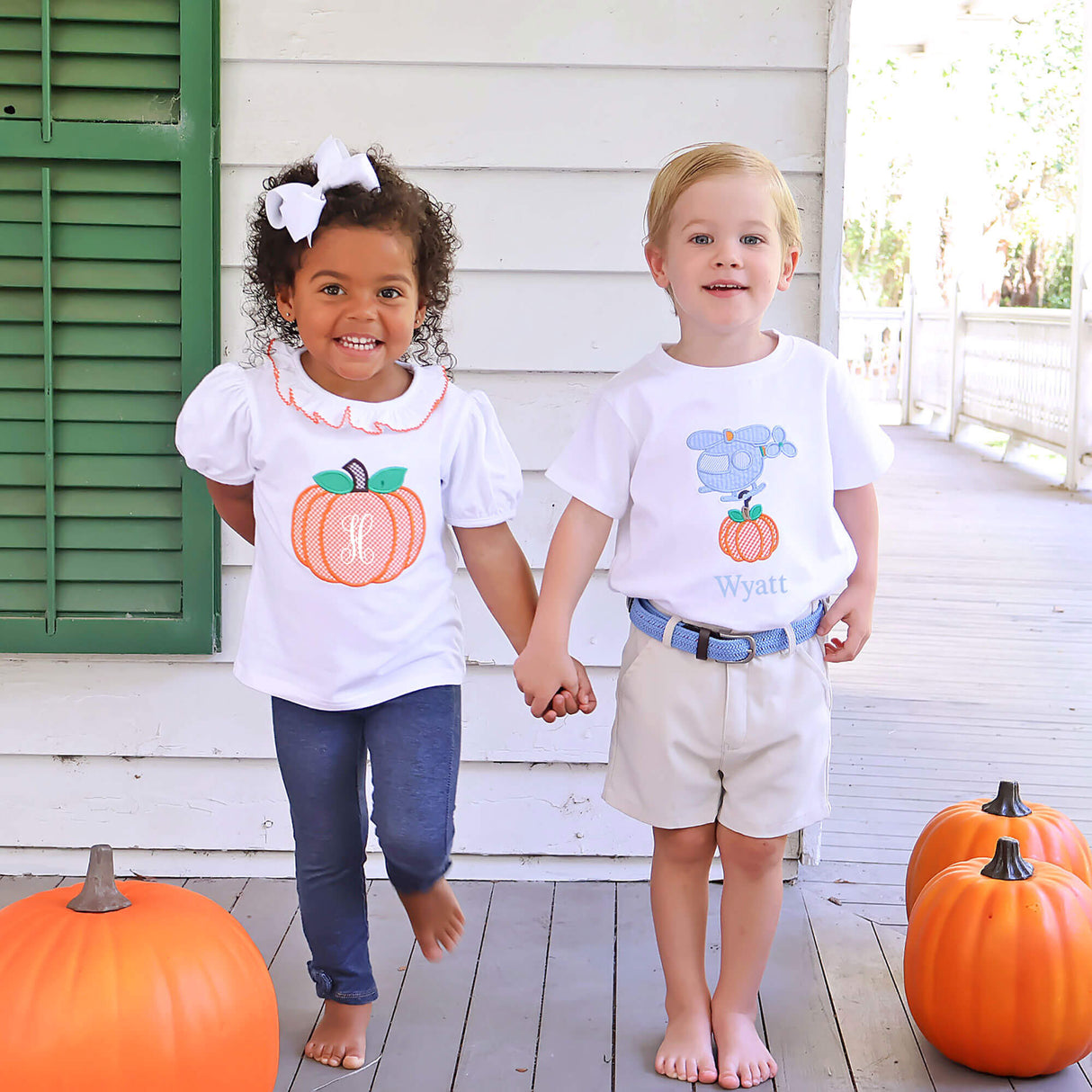 Pumpkin Helicopter White Short Sleeve Shirt