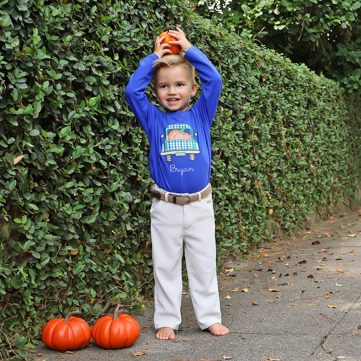Pumpkin Truck Royal Blue Long Sleeve Shirt