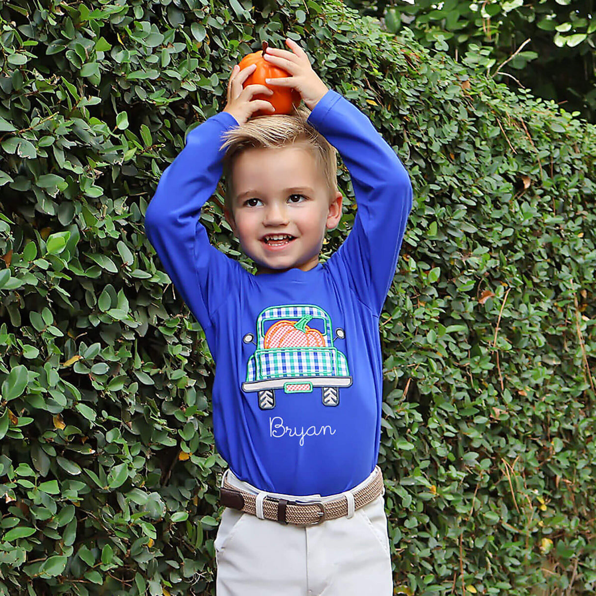Pumpkin Truck Royal Blue Long Sleeve Shirt