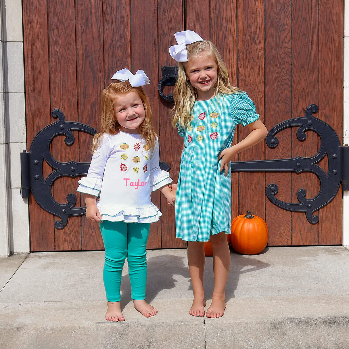 Pumpkin Blossom Green Gingham Dress