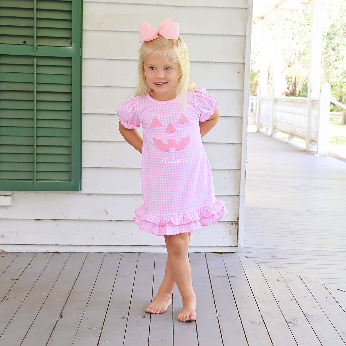 Jack O'Lantern Pink Gingham Milly Dress