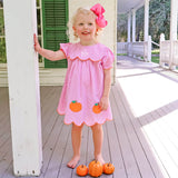 Pumpkin Cluster Pink Gingham Amelia Dress